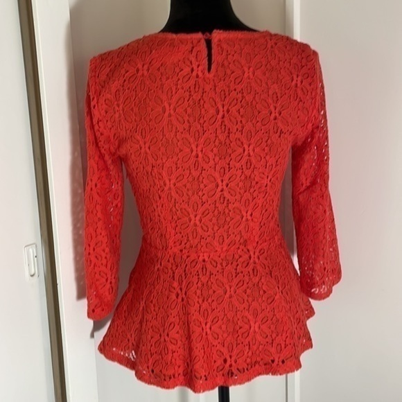Moulinette Souers Anthropologie lace side zip peplum top size 2 - Picture 9 of 15